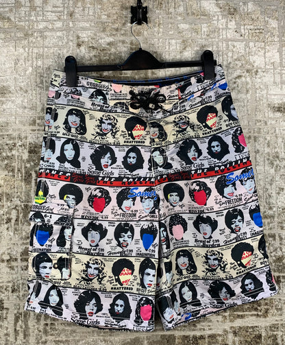 Mens Y2K The Rolling Stones Graphic Swim Shorts