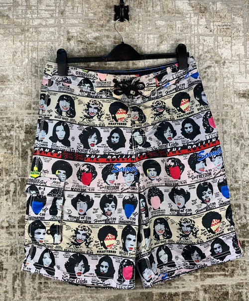 Mens Y2K The Rolling Stones Graphic Swim Shorts