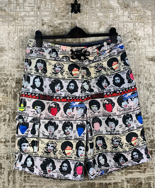 Mens Y2K The Rolling Stones Graphic Swim Shorts