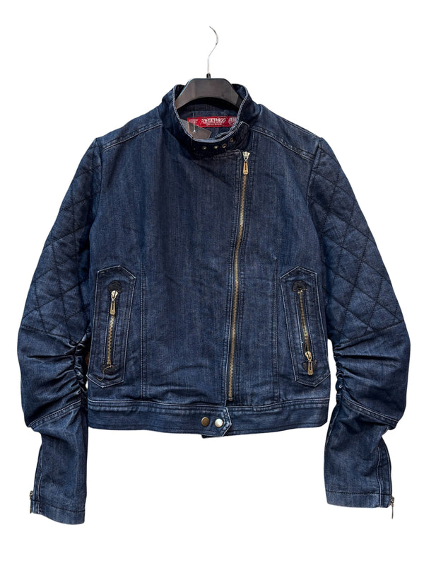 Sweetmiss Y2K Asymmetric Zip Denim Moto Jacket