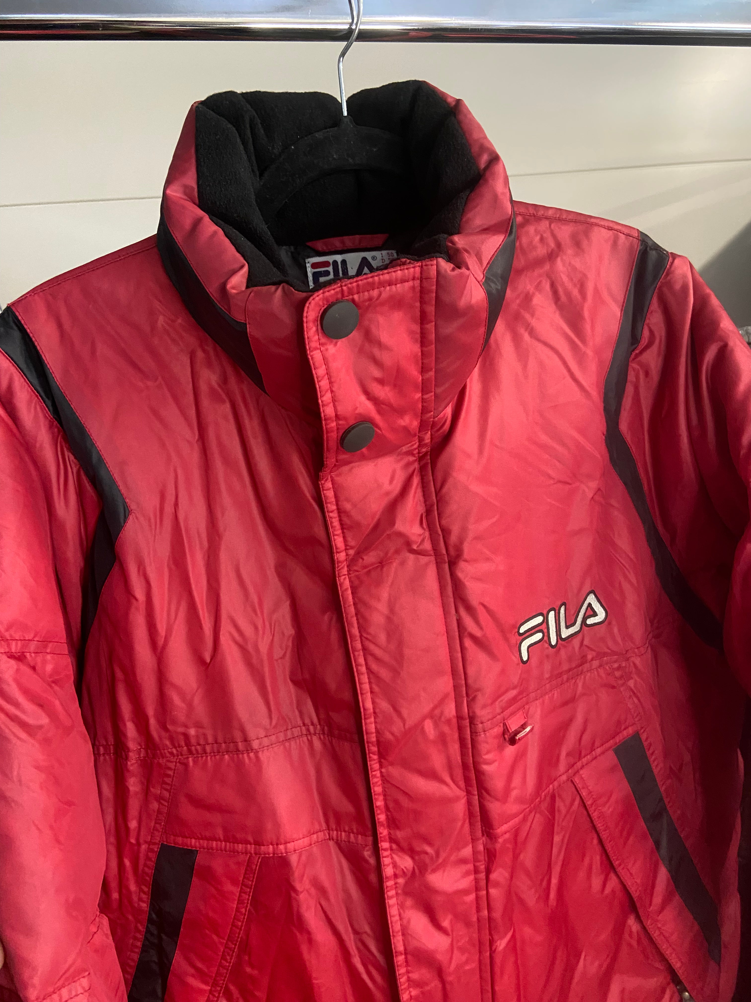 Vintage Fila Puffer Jacket Red Xl Mens Full Zip Winter