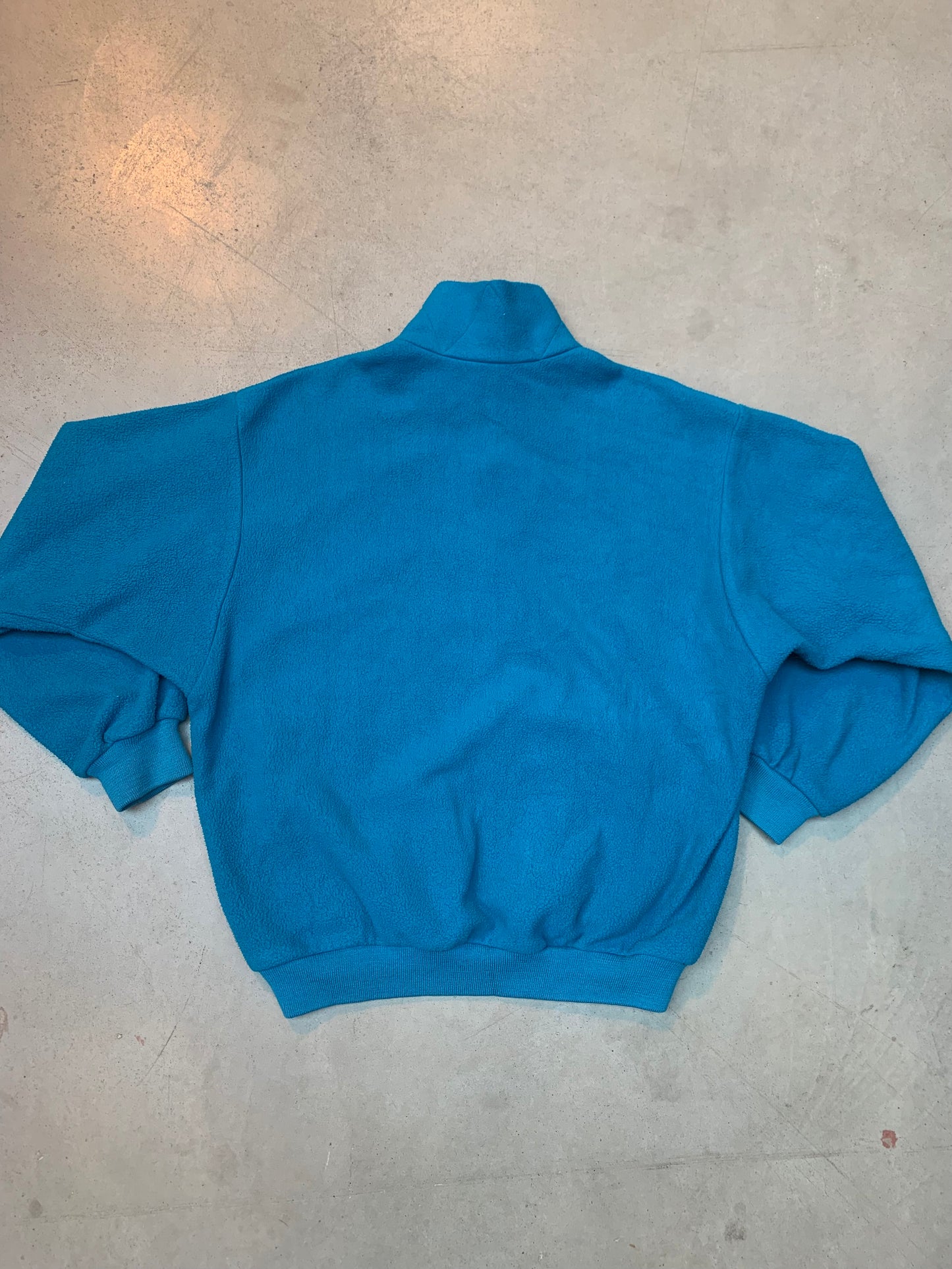 Vintage Men's Bright Teal Fleece Half-Zip Jacket
