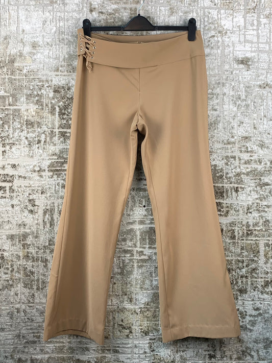 Womens Vintage Martinelli Beige Brown Wide Leg Trousers