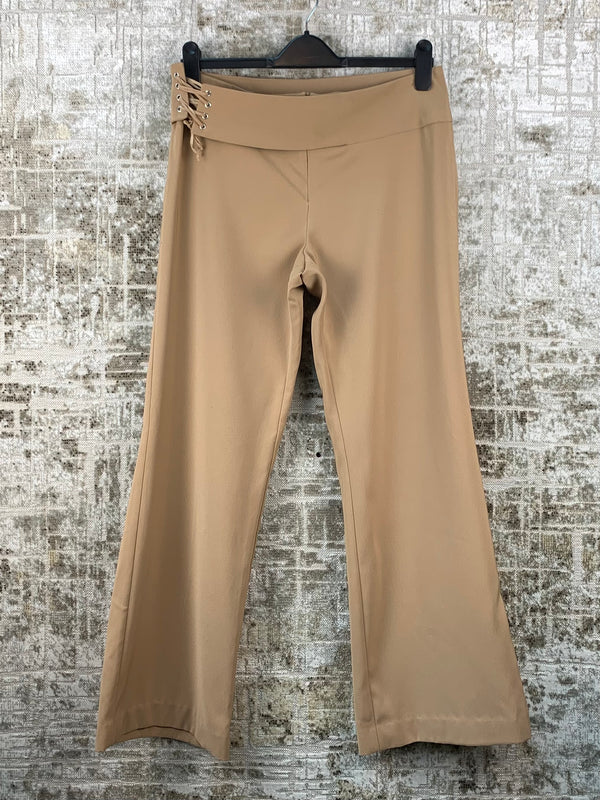 Womens Vintage Martinelli Beige Brown Wide Leg Trousers