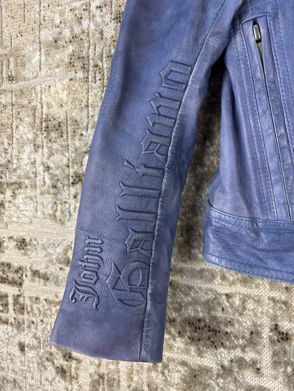 Kids Vintage John Galliano Blue Leather Jacket