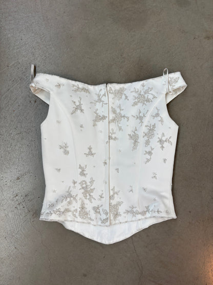 Elegant White Beaded Corset Top