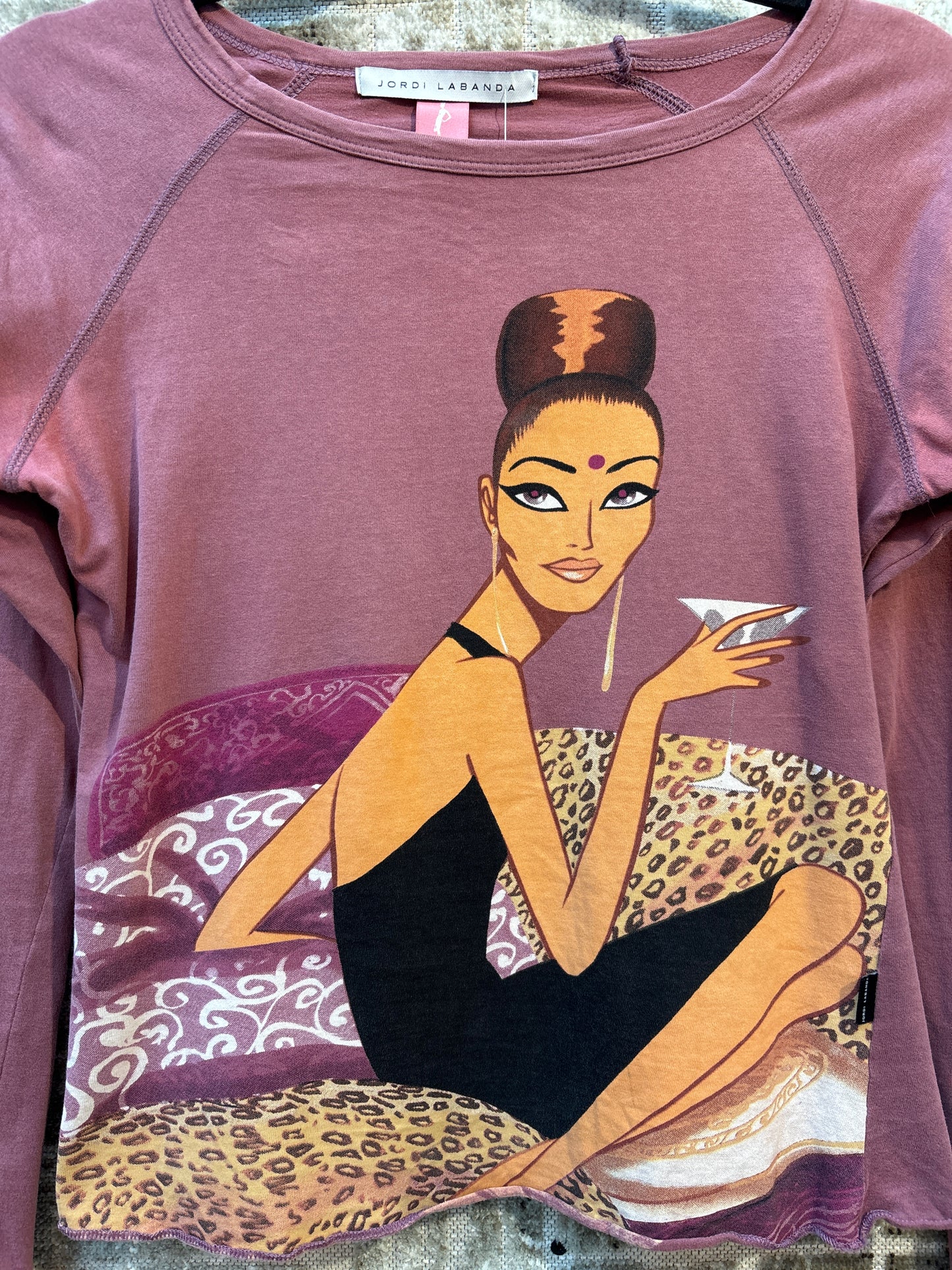 Womens Y2K Vintage Mauve Graphic 2000s Longsleeve Top