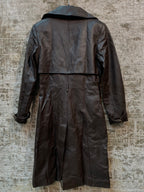 Analogia Double-Breasted Leather Trench Coat