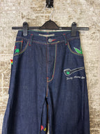 Dirty Money Kush Rasta Embroidered Baggy Jeans