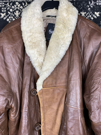 Men's Brown Leather Jacket with Warm Inner Lining