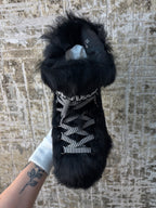 Hogan Black Fur Trimmed Lace-Up Boots
