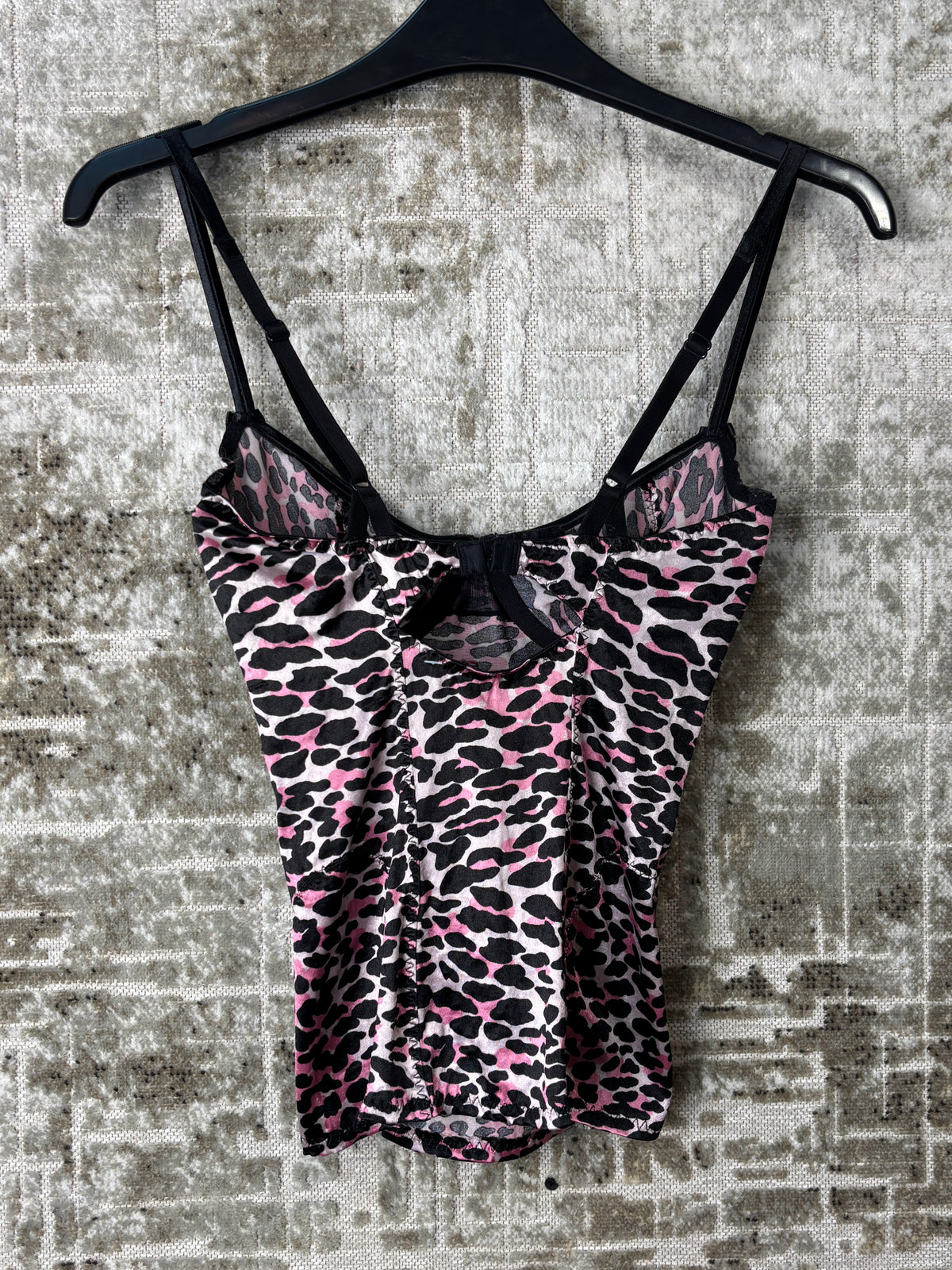 Betsey Johnson Y2K Pink Leopard Bustier Cami