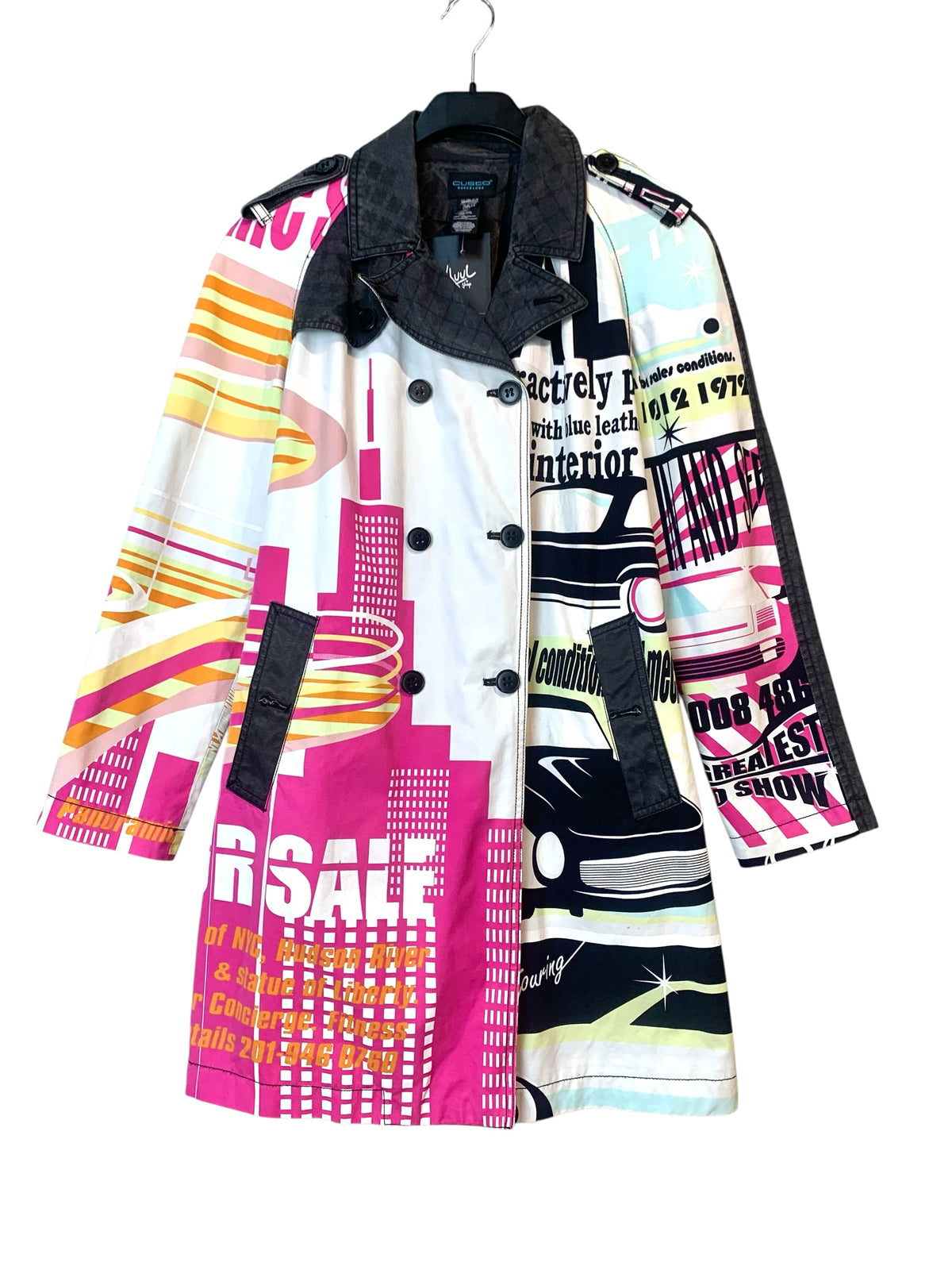 Custo Barcelona Y2K Graphic Print Trench Coat