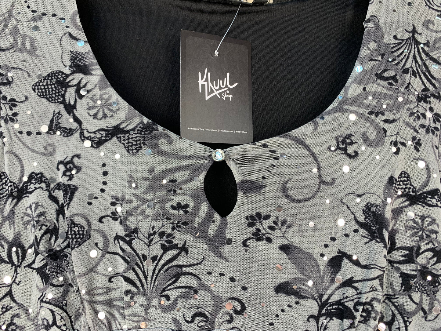 Women's Vintage Gray Floral Print Long Sleeve Top