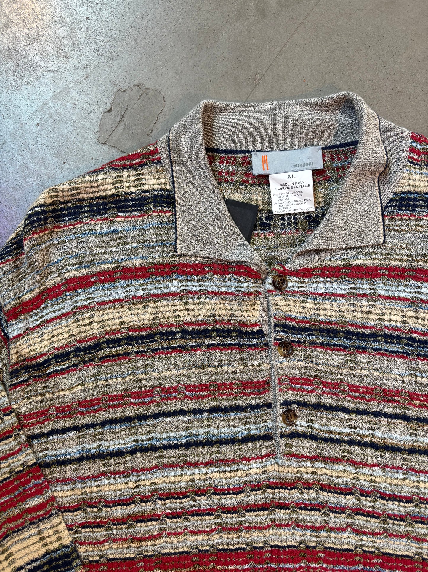 Missoni Italy Knit Polo Long Sleeve Sweater