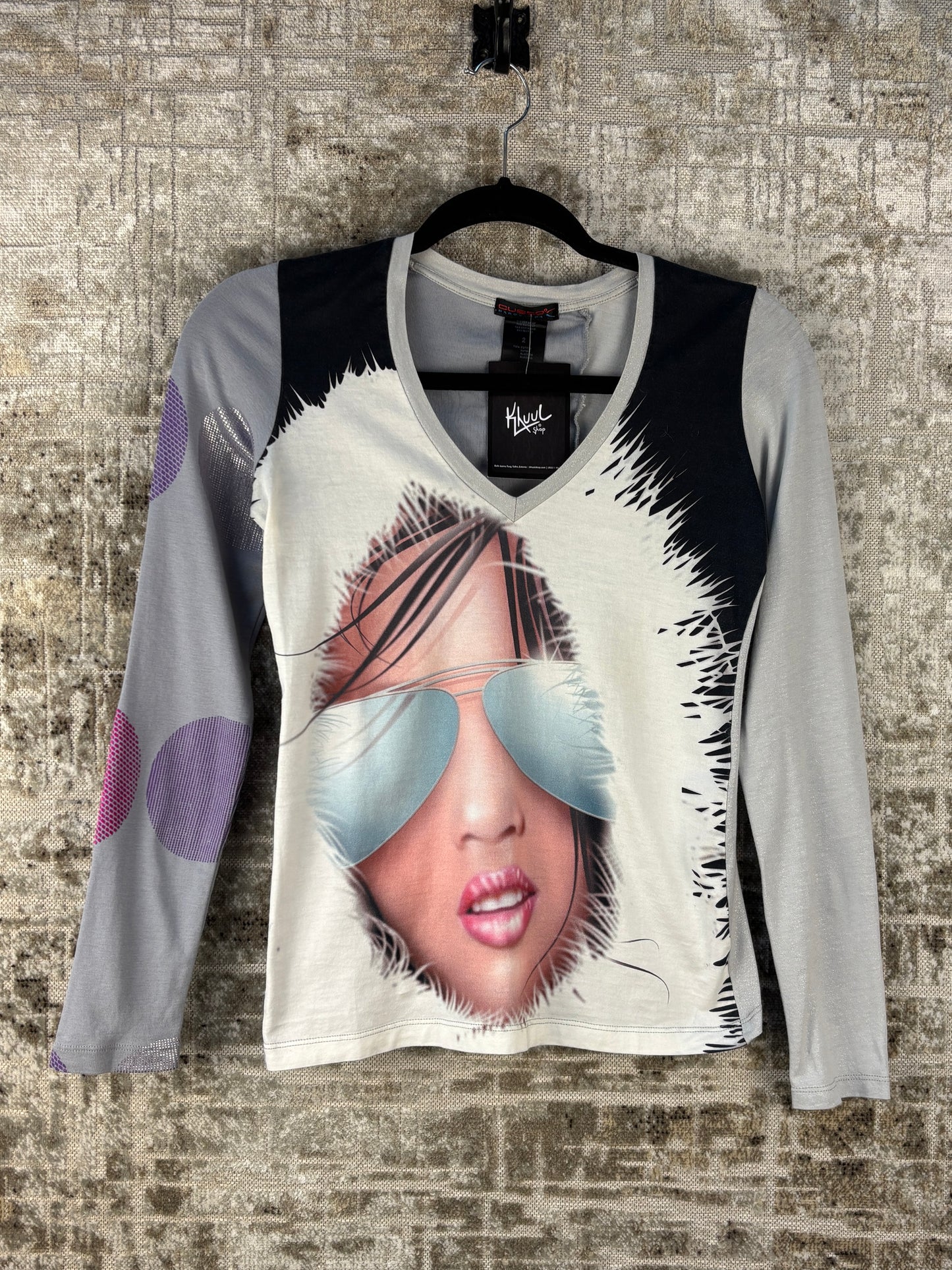 Womens Y2K Custo Barcelona Graphic Long Sleeve Top