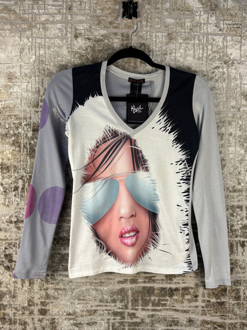 Womens Y2K Custo Barcelona Graphic Long Sleeve Top