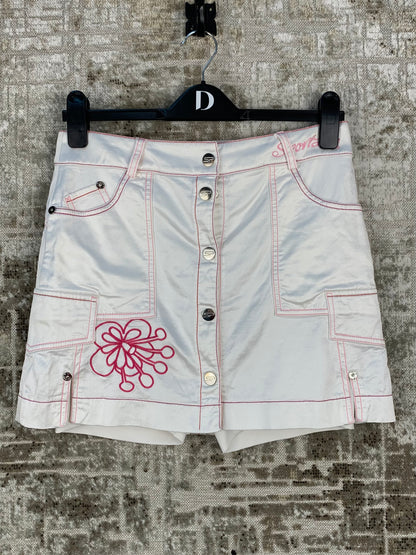 Womens Y2K White with Pink Flower Design Sport