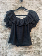V by Very Ruffle Off-Shoulder Linen Blend Top