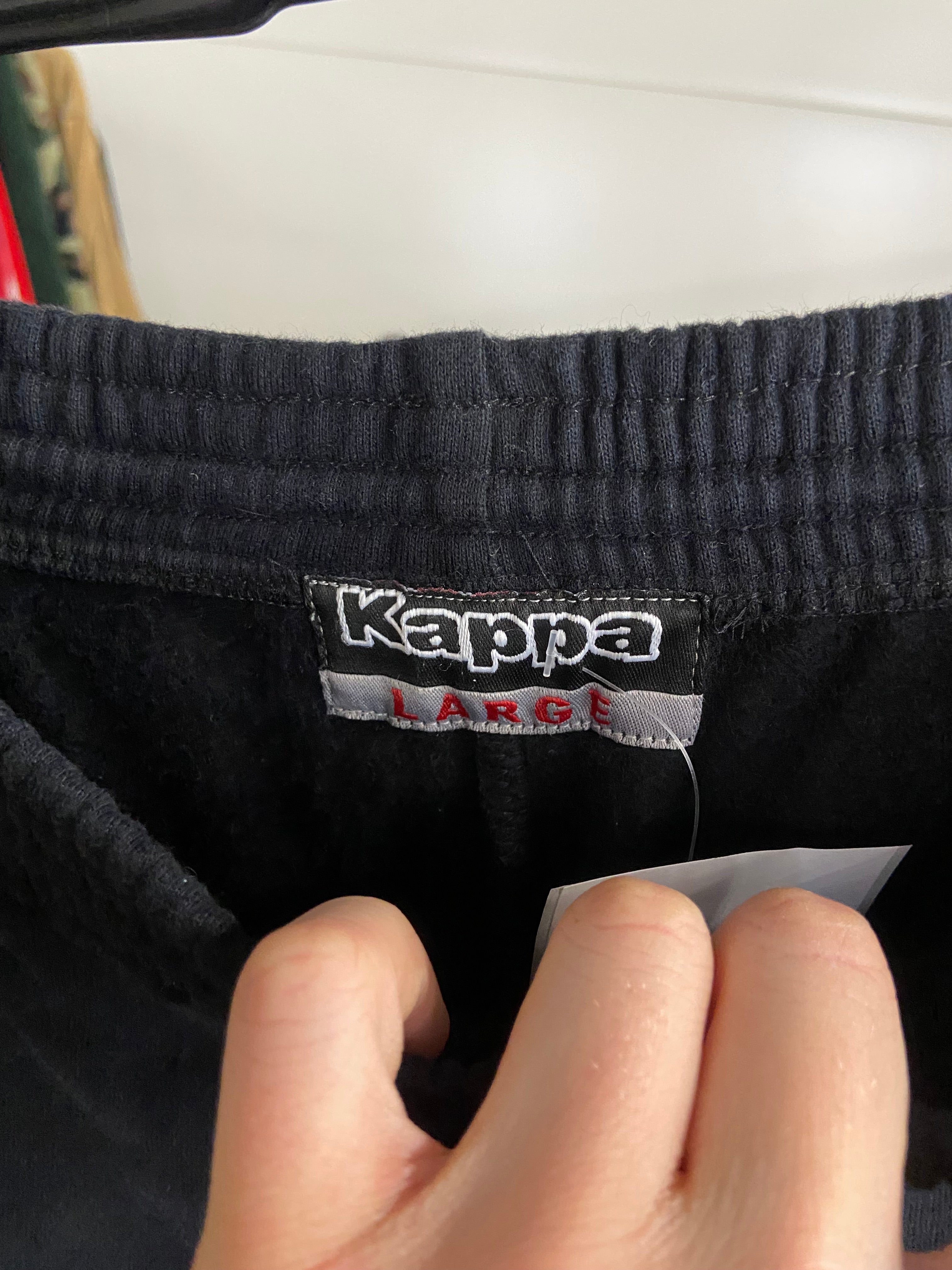 Vintage Kappa Sport Pants Joggers Black Mens L Cotton