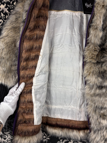 Women's Y2K Light Brown Faux Fur Zip Jacket