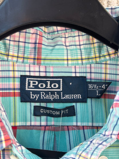 Mens Vintage Polo Ralph Lauren Plaid Button Up Shirt