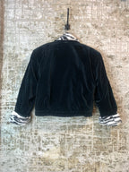 Vintage Velvet Zebra Faux Fur Trim Jacket