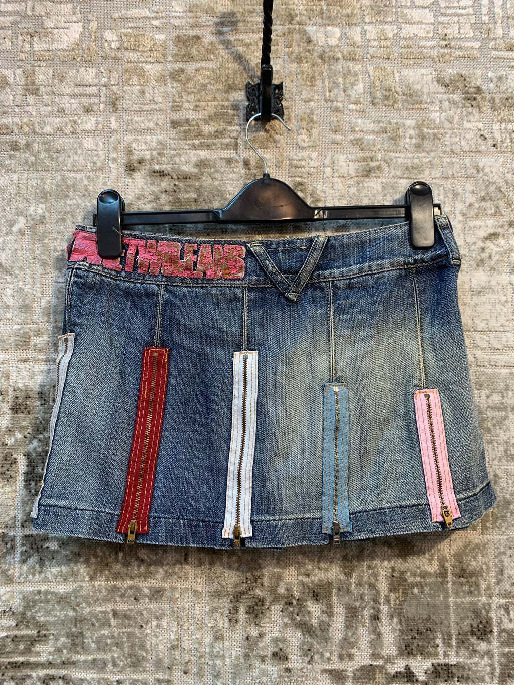 Take Two Y2K Zipper Denim Mini Skirt