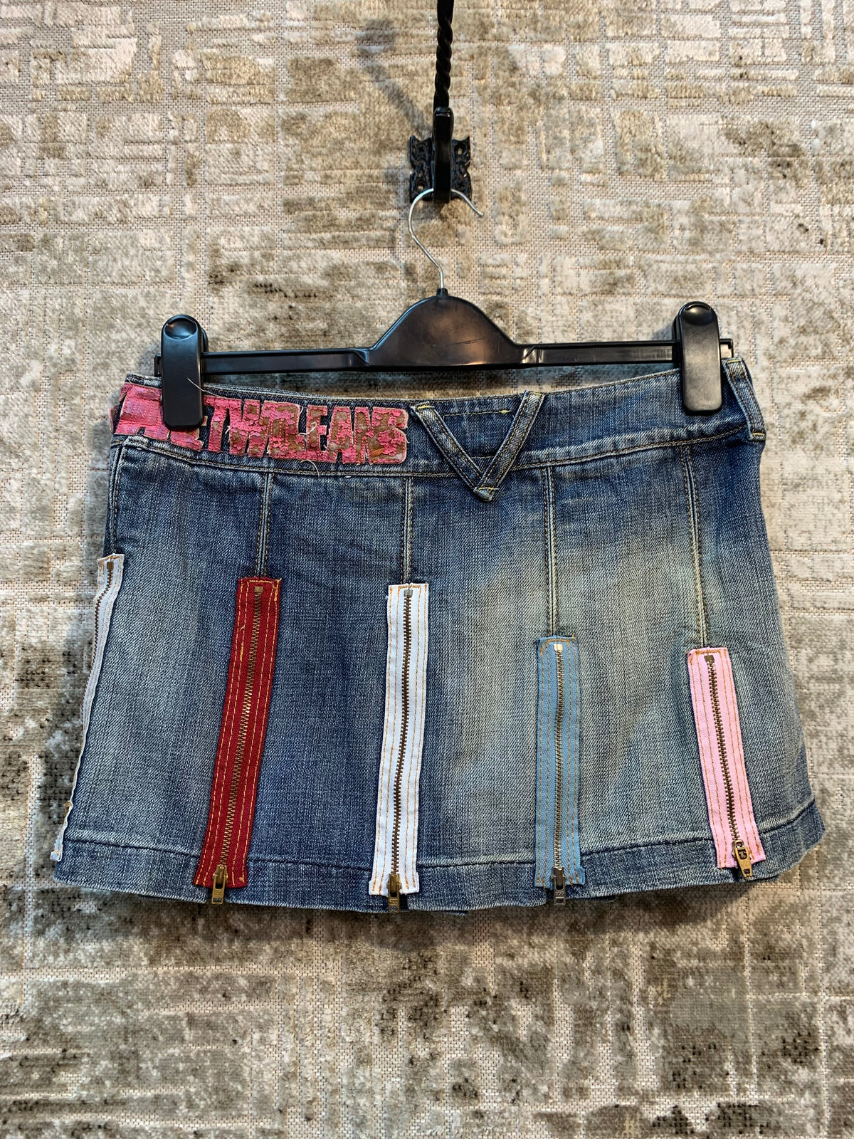 Take Two Y2K Zipper Denim Mini Skirt