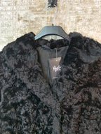Vintage Black Curly Shearling Longline Coat