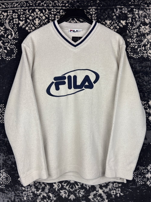 Men's Vintage Fila Creamy White Fleece Sweatshirt