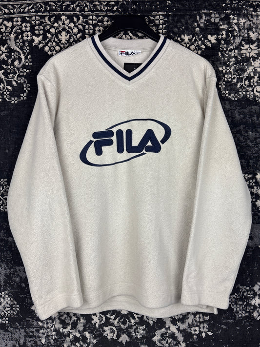 Men's Vintage Fila Creamy White Fleece Sweatshirt