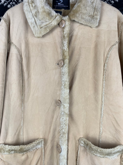 Vintage Bencogbu Faux Suede Longline Parka Coat