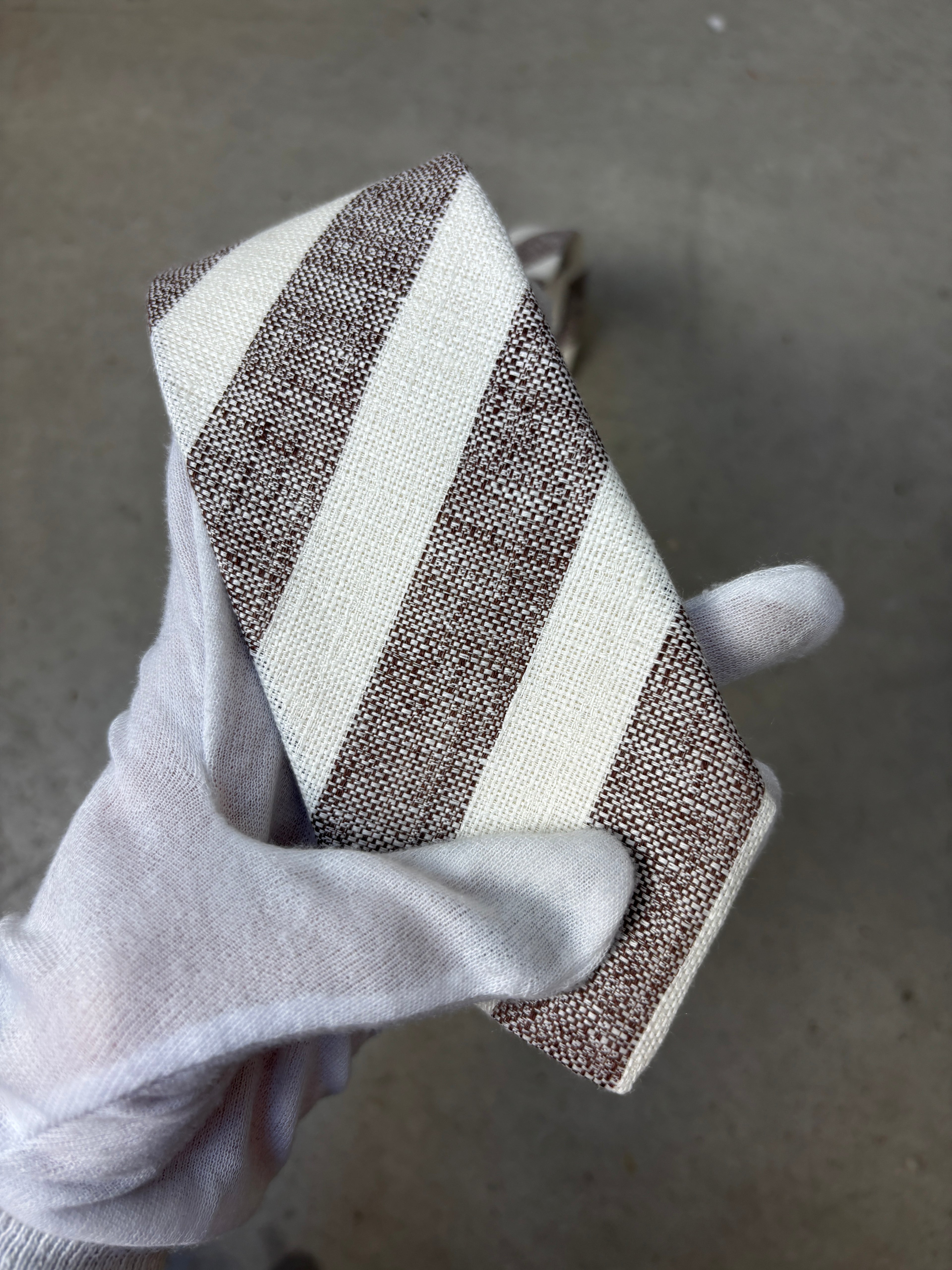 Brunello Cucinelli Striped Pointed Brown Cream Tie