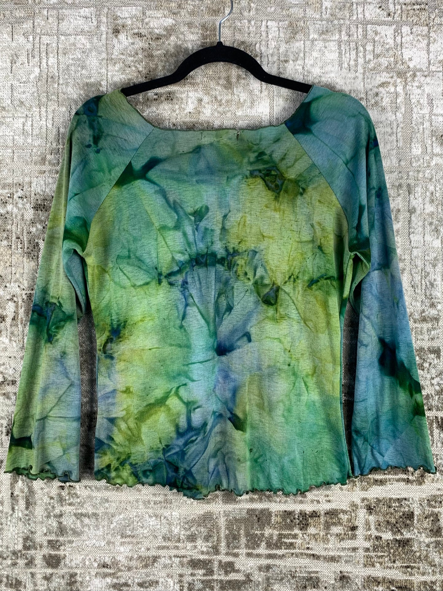 Womens Vintage Y2K Green Tie Dye Top