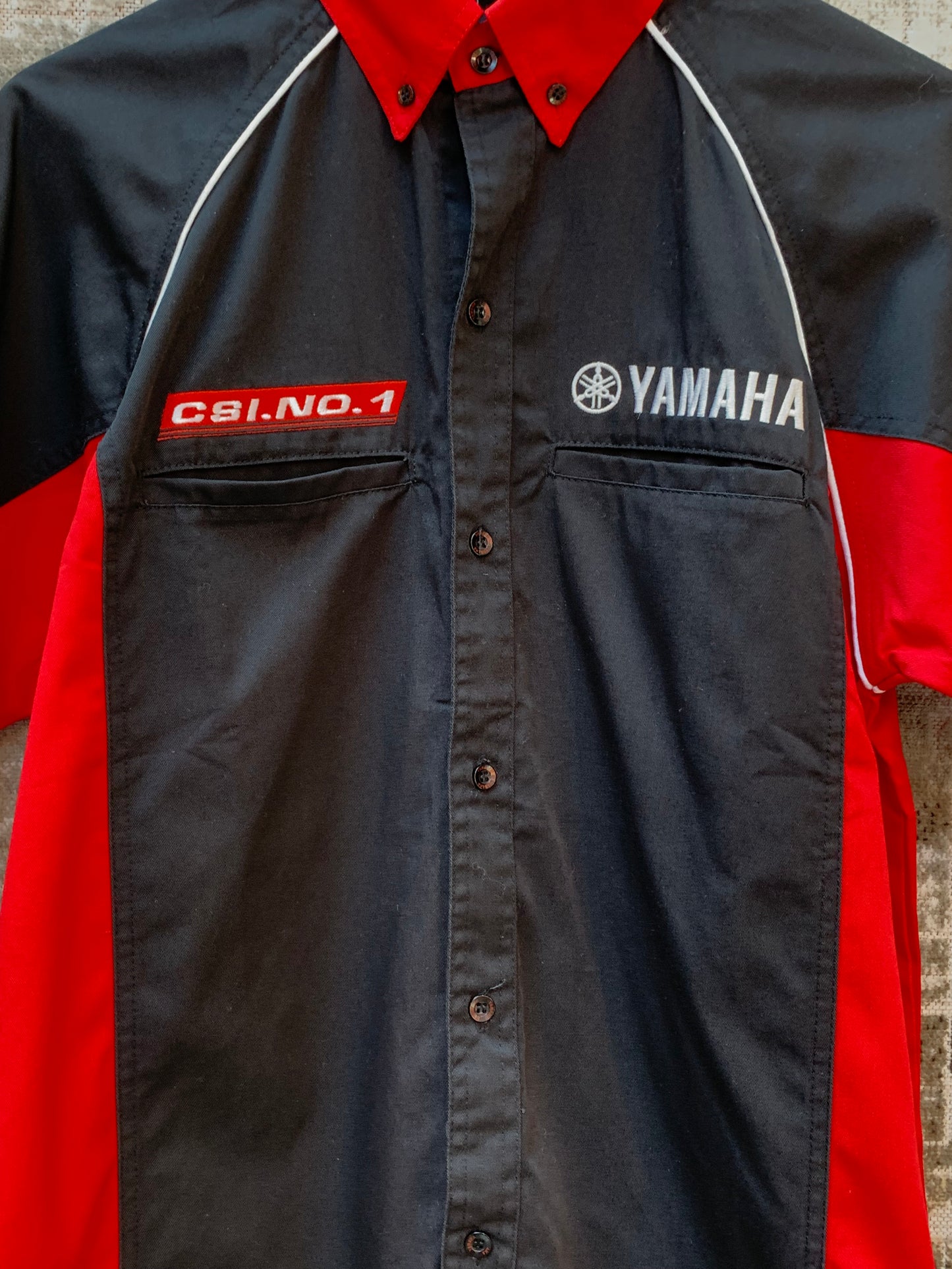 Mens Vintage Y2K Yamaha Multicolor Racing Button Up Shirt