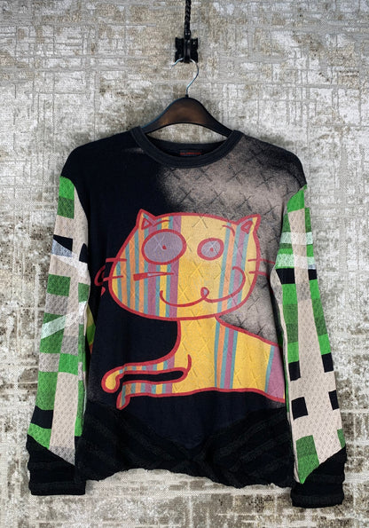 Womens Y2K Custo Barcelona Cat Graphic Long Sleeve Top
