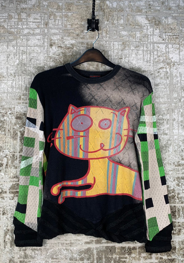 Womens Y2K Custo Barcelona Cat Graphic Long Sleeve Top