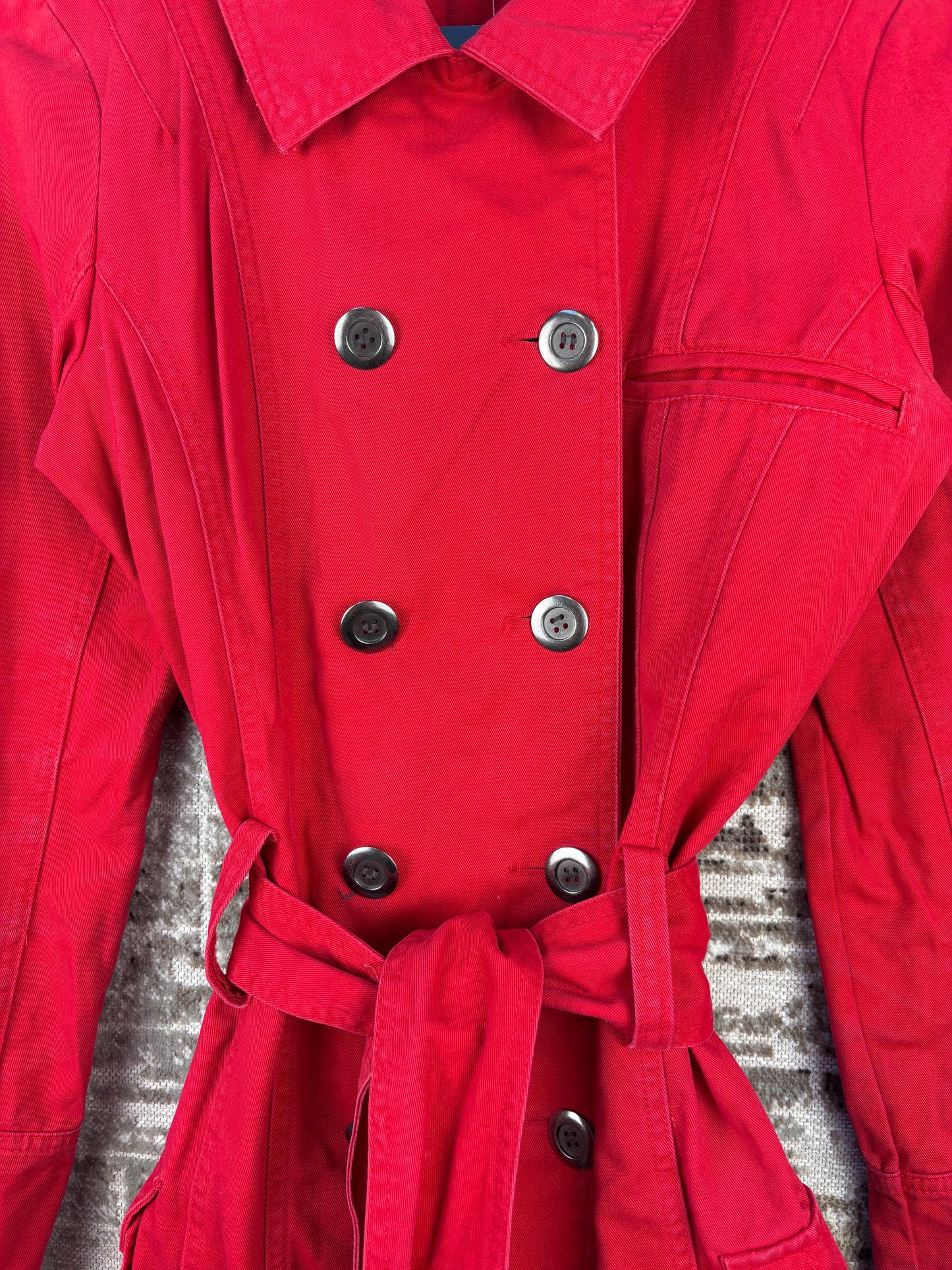 Womens ONLY Red Belted Button Up Jacket