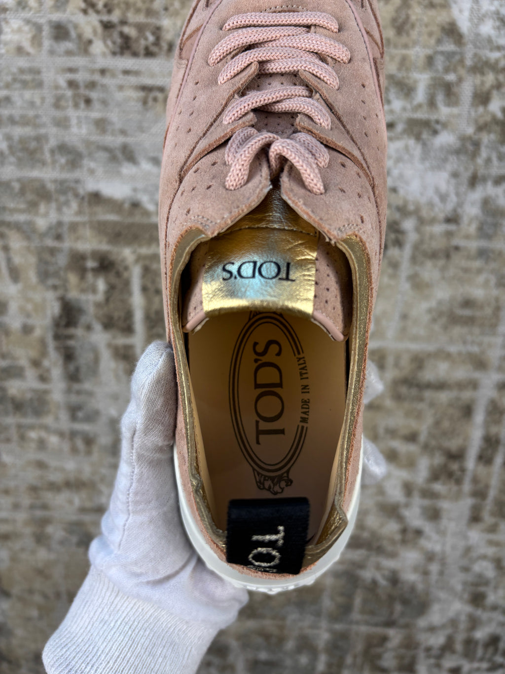 Tod's Women's Pink Suede Perforated Sneakers