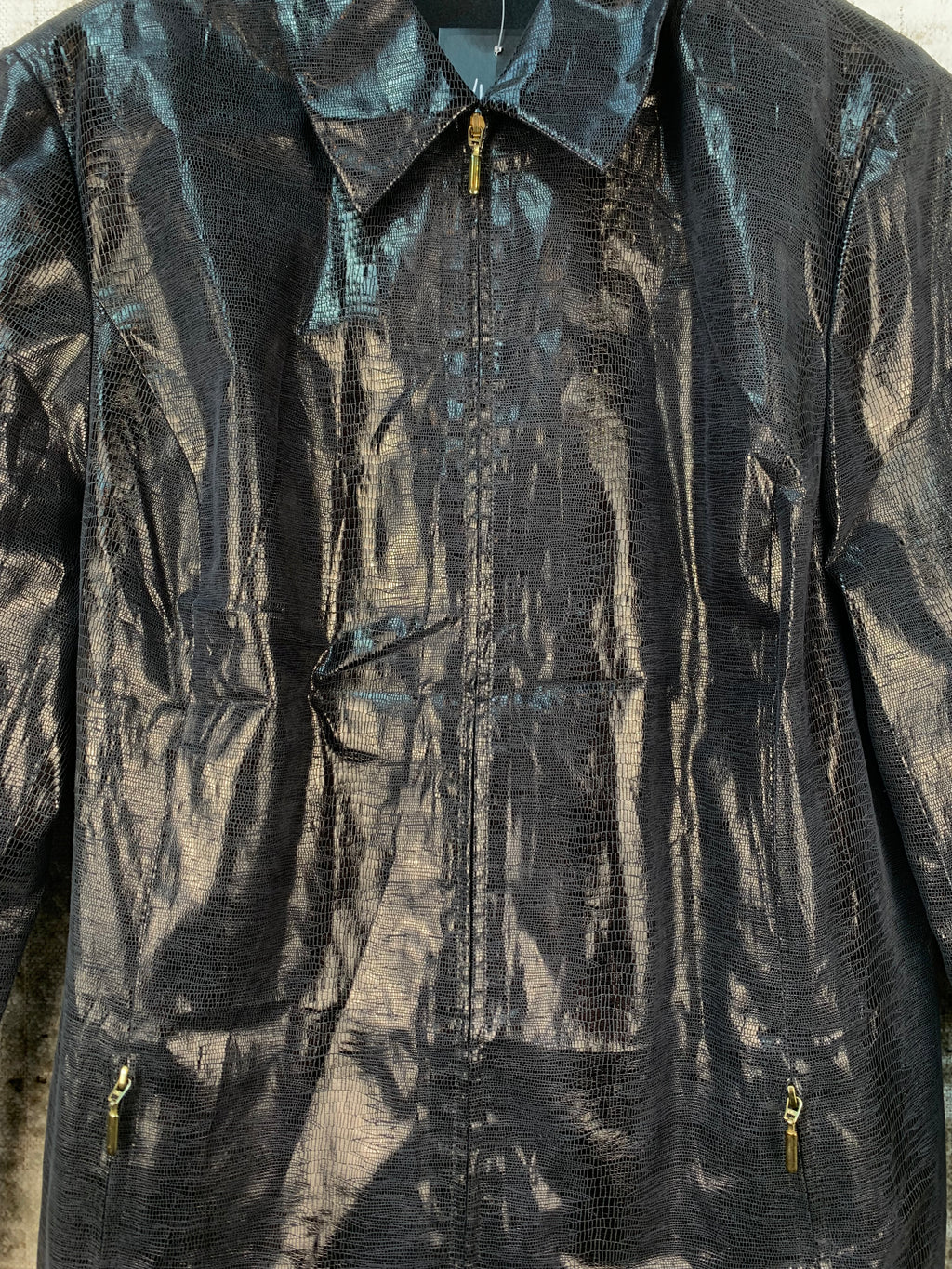 Womens Vintage Y2K Black Snakeskin Style Jacket