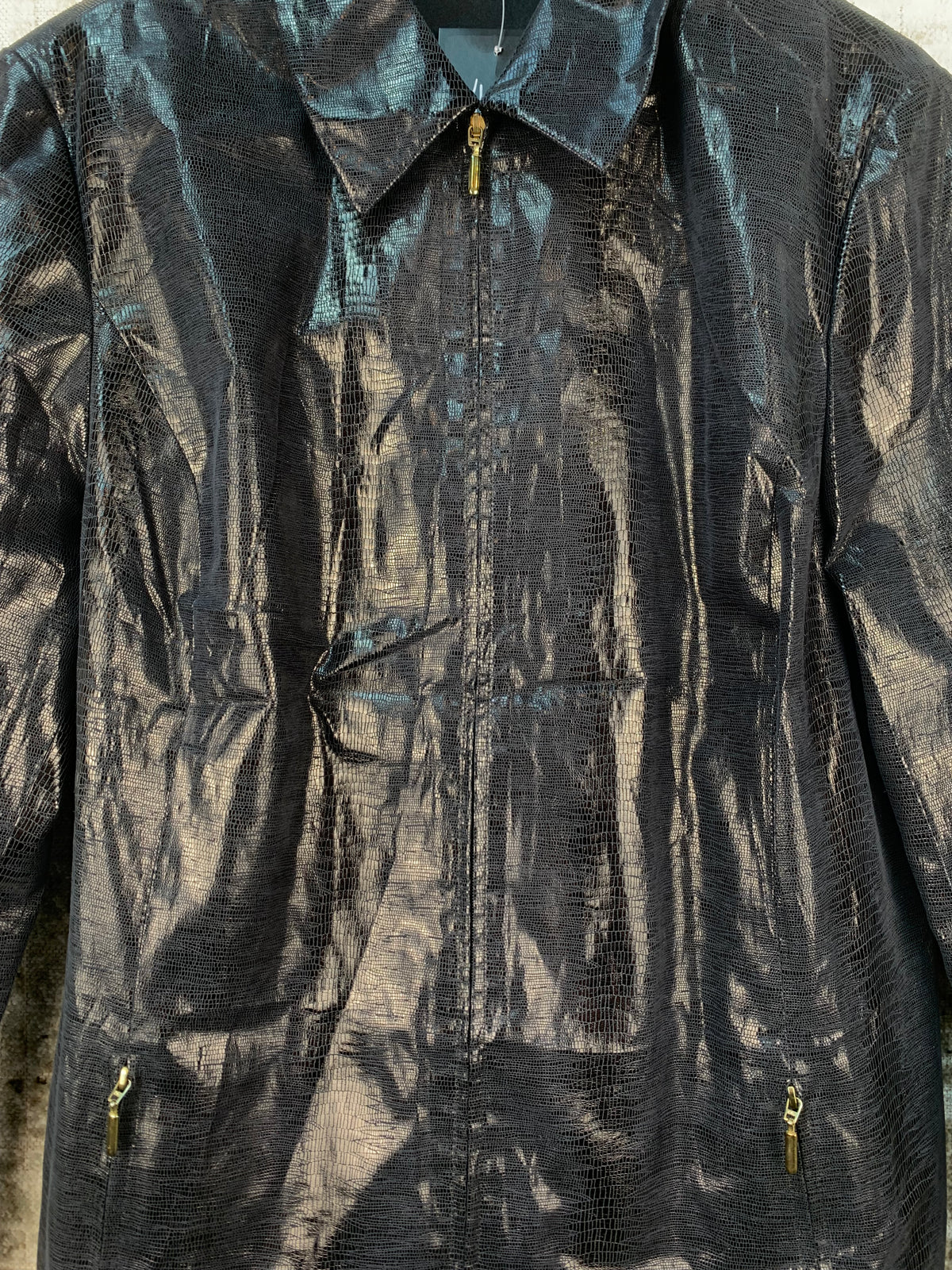 Womens Vintage Y2K Black Snakeskin Style Jacket