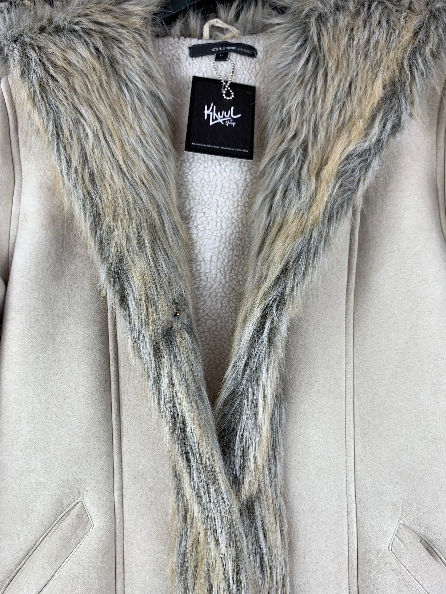 Women's Vintage Beige Faux Shearling Coat