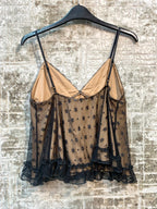Cider Floral Mesh Ruffle Cami Top