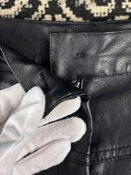 Vintage Men Black Faux Leather Pants