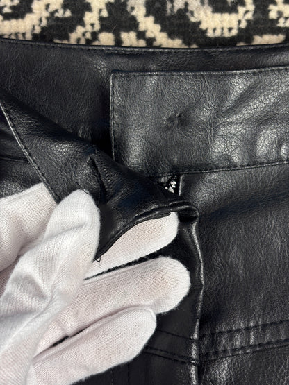 Vintage Men Black Faux Leather Pants
