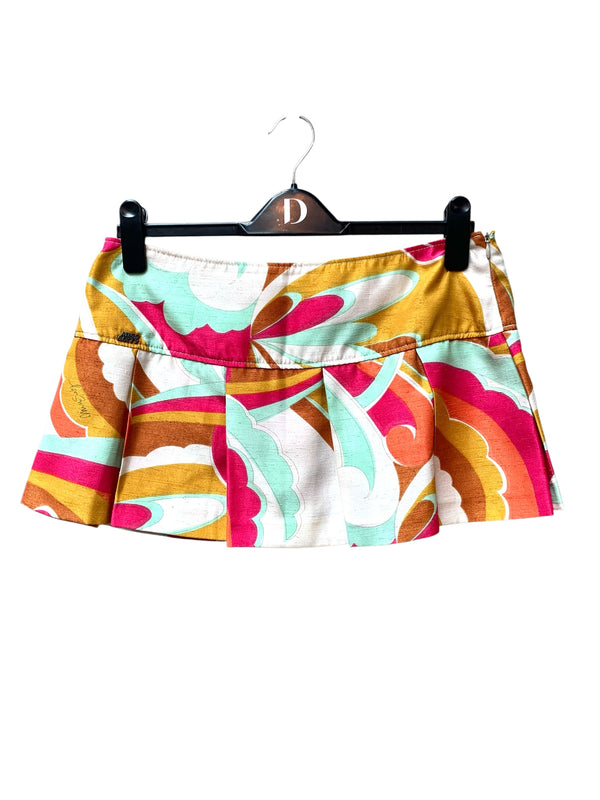 Miss Sixty Y2K Abstract Print Pleated Mini Skirt