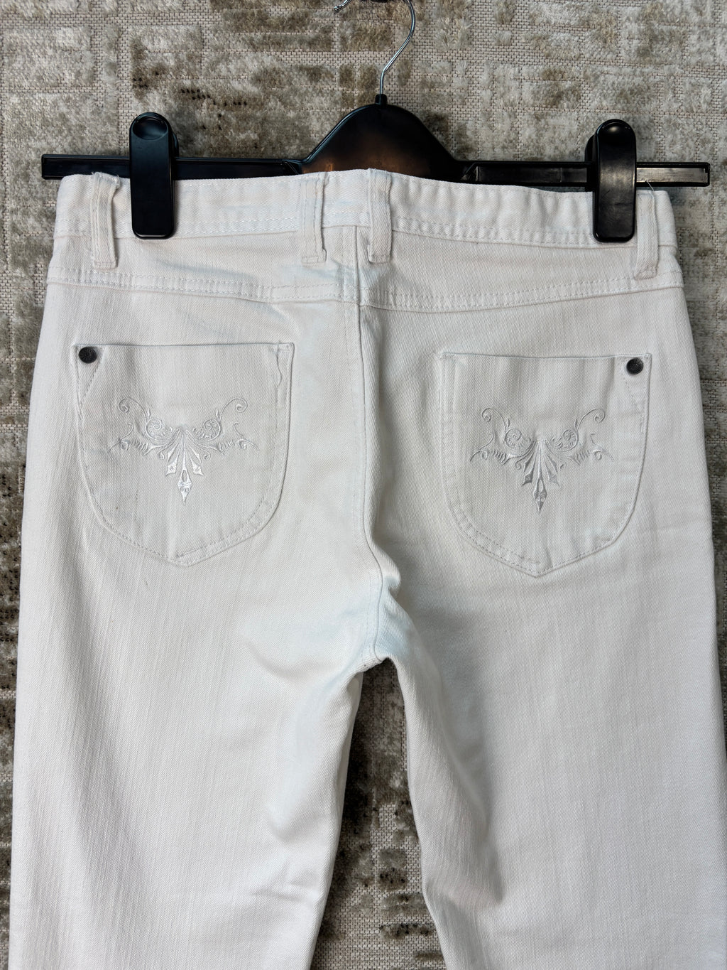 PRPS White Embroidered Straight Jeans