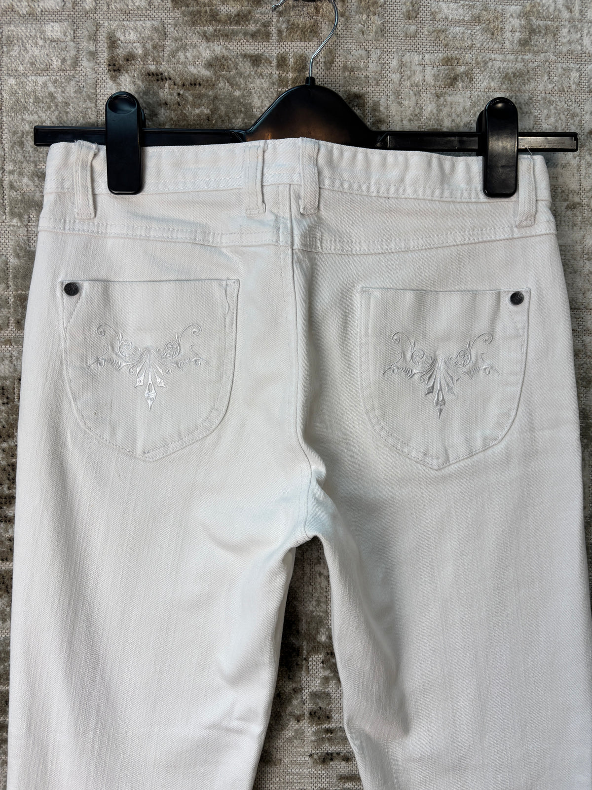 PRPS White Embroidered Straight Jeans