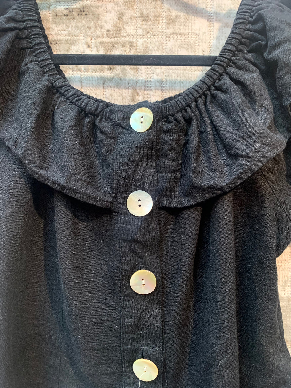 V by Very Ruffle Off-Shoulder Linen Blend Top